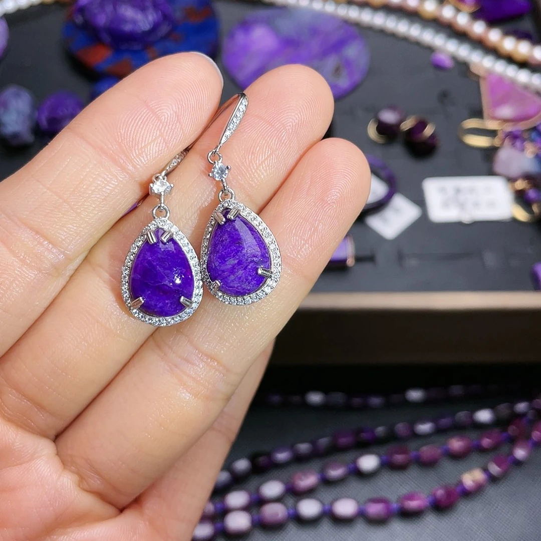 苏纪石（舒俱来）耳环银S925镶嵌