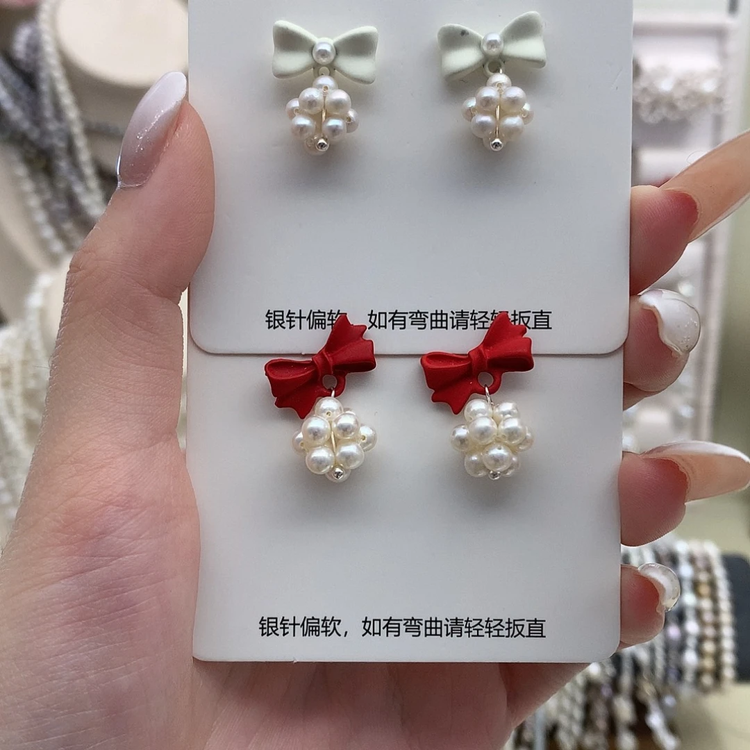 银S925镶嵌淡水珍珠耳饰