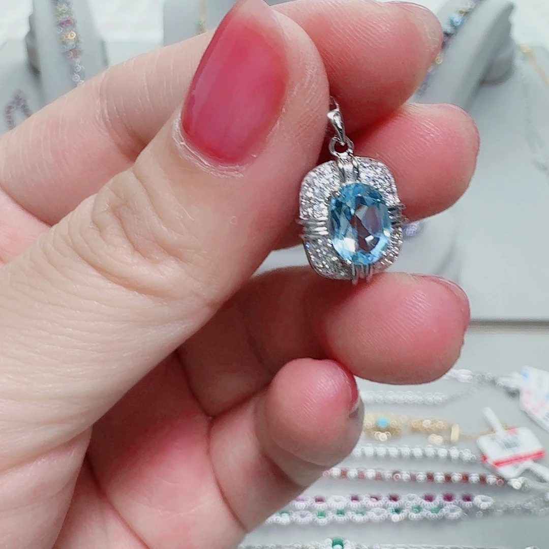 吊坠(不含链)托帕石银S925镶嵌