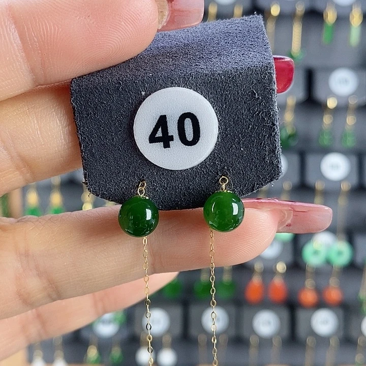 和田玉耳饰18K金镶嵌