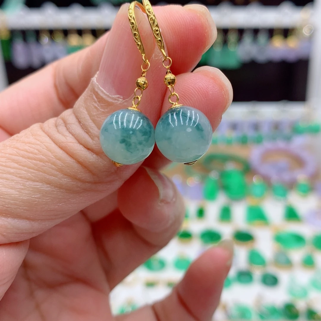 翡翠18K金镶嵌耳饰