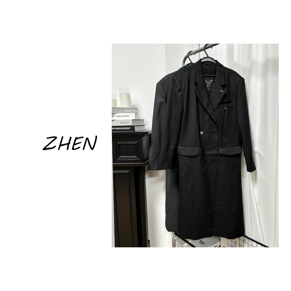 【ZHEN】 K1084 2025新款修身显瘦气质小众设计师款大衣外套