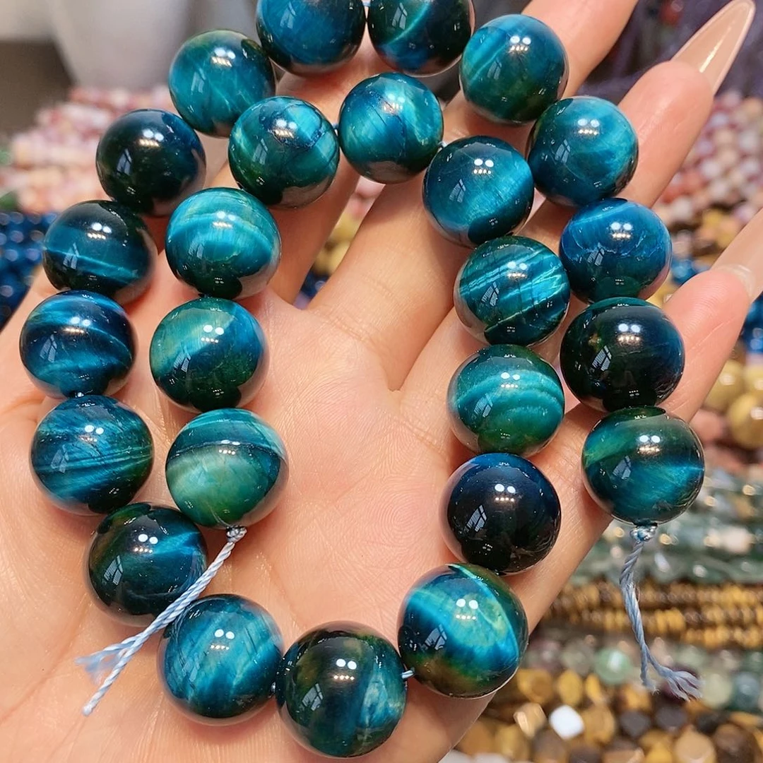 散珠玛瑙/玉髓闪电虎眼莫兰迪色一条16mm