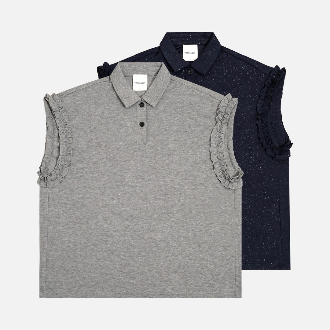 GGAHOLIDAY潮牌女装夏季时尚宽松型简约休闲无袖POLO马甲-152533