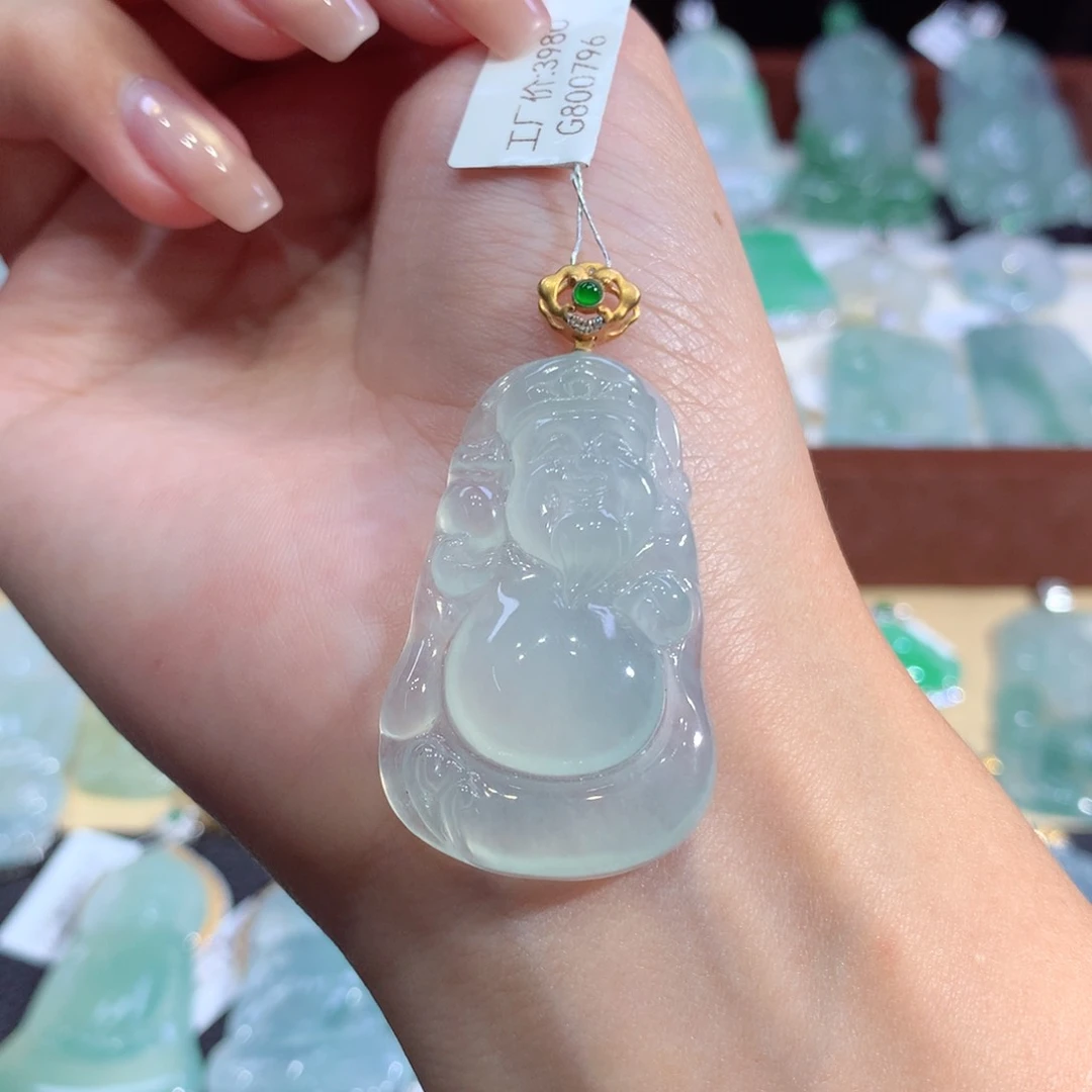 吊坠(不含链)18K金镶嵌翡翠