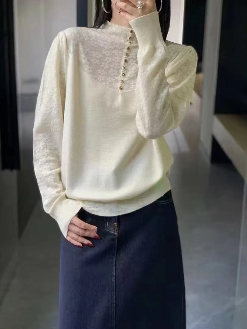 201【油画栀子】半高领羊毛打底