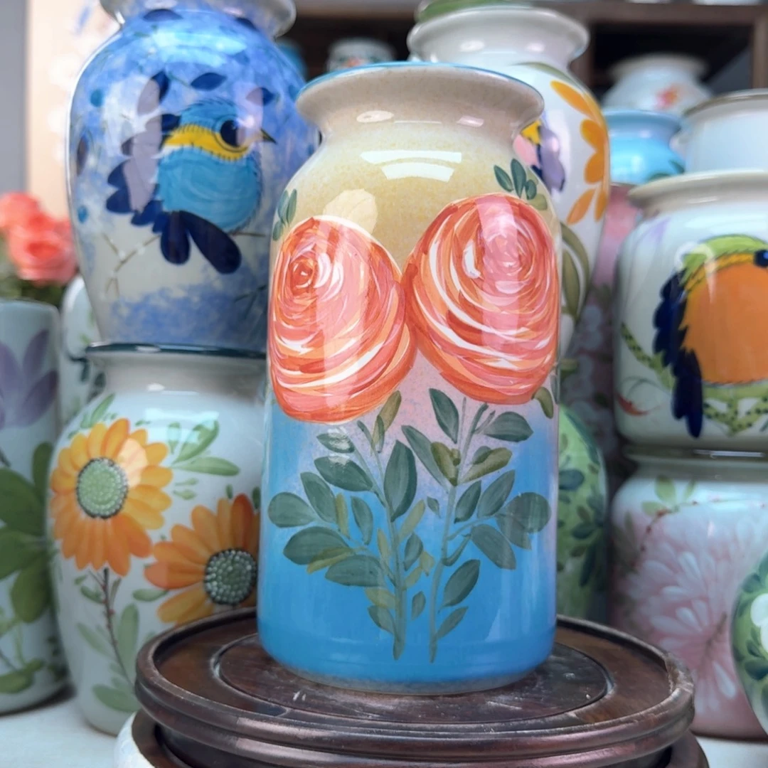 景德镇陶瓷手绘花瓶无孔