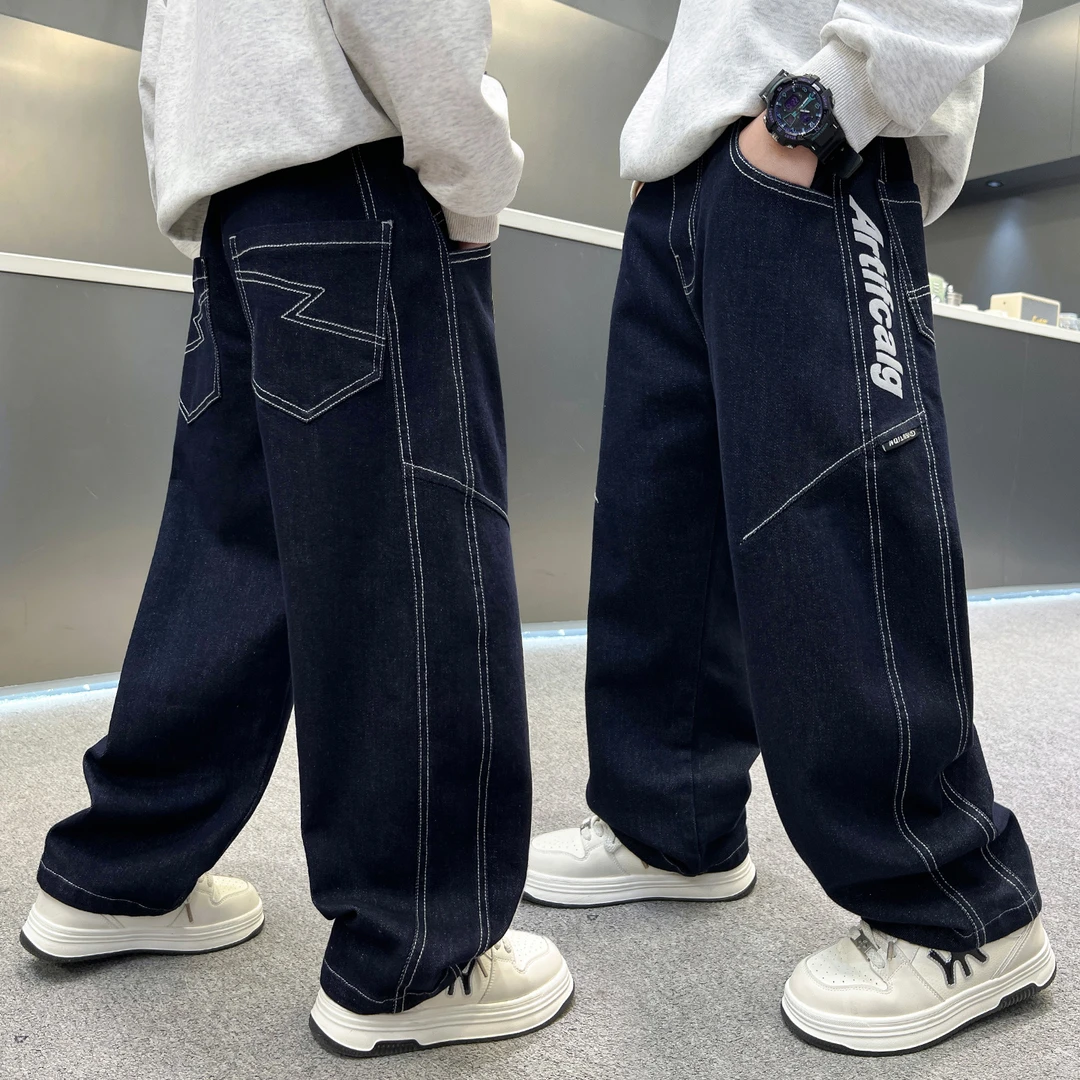 男童秋装牛仔裤2025新款潮儿童直筒裤子春秋款中大童长裤秋季宽松