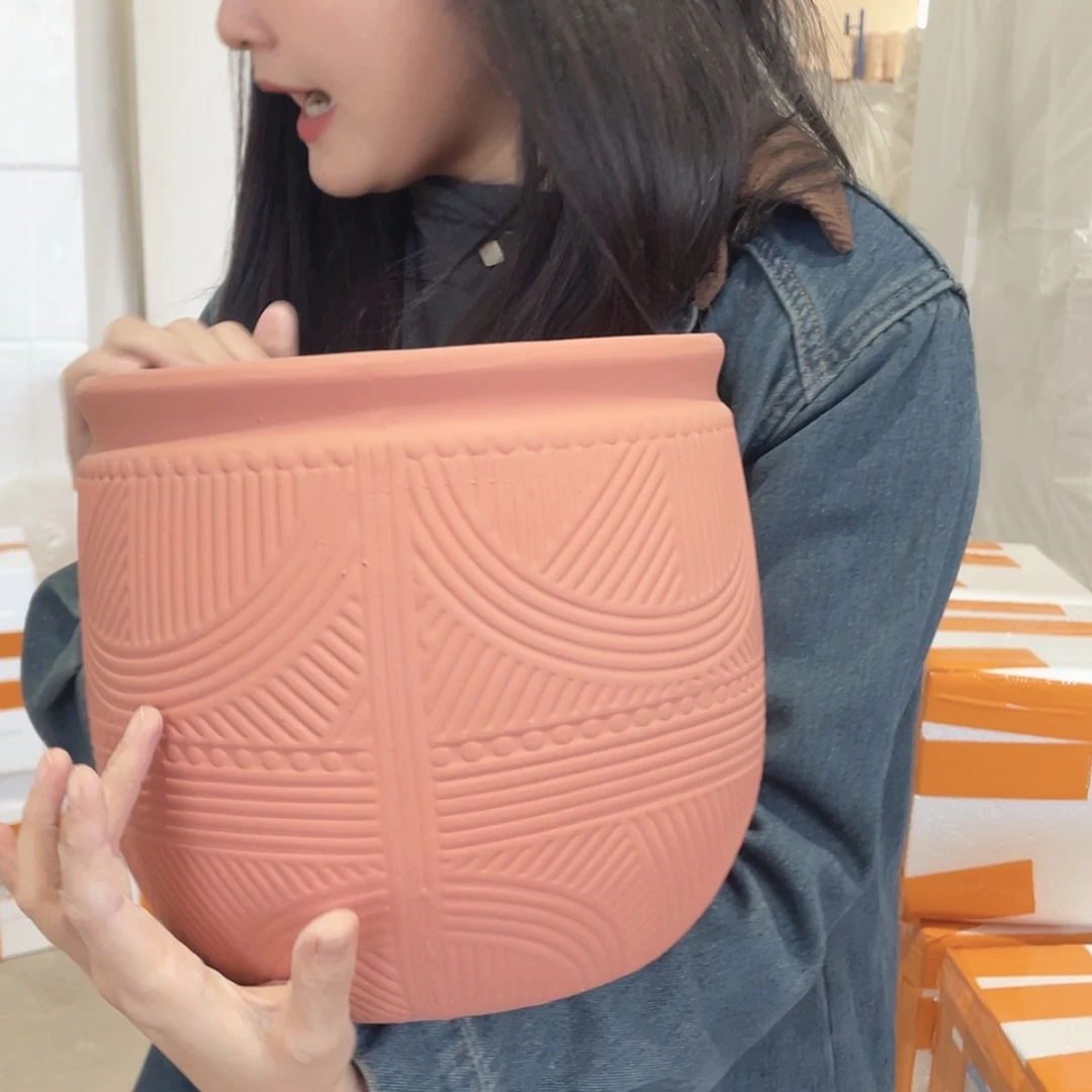 【闪购商品】红陶经典几何陶罐23-21