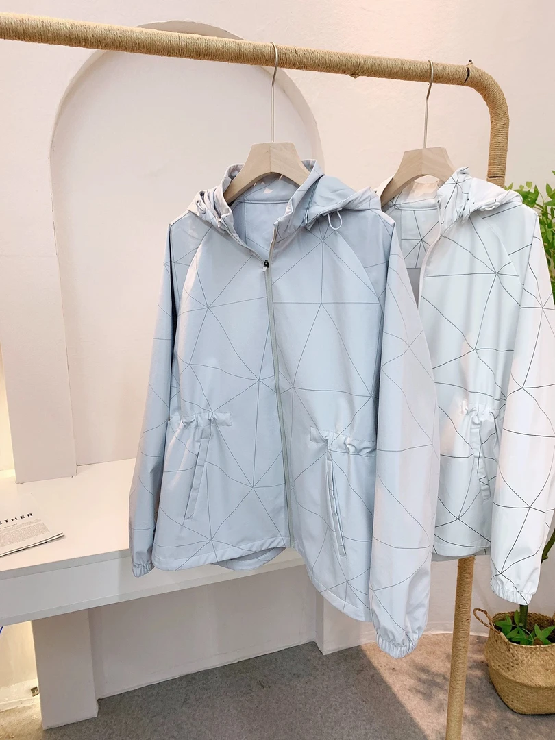 春款女士收腰连帽夹克外套