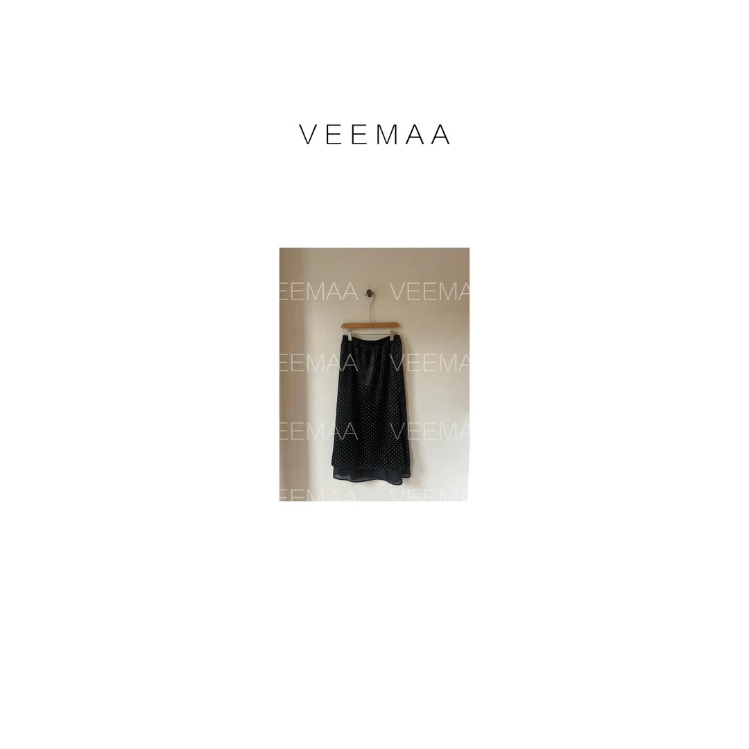 【Veemaa】小波点 定制款波点拼接百搭显瘦半裙 裙长90cm