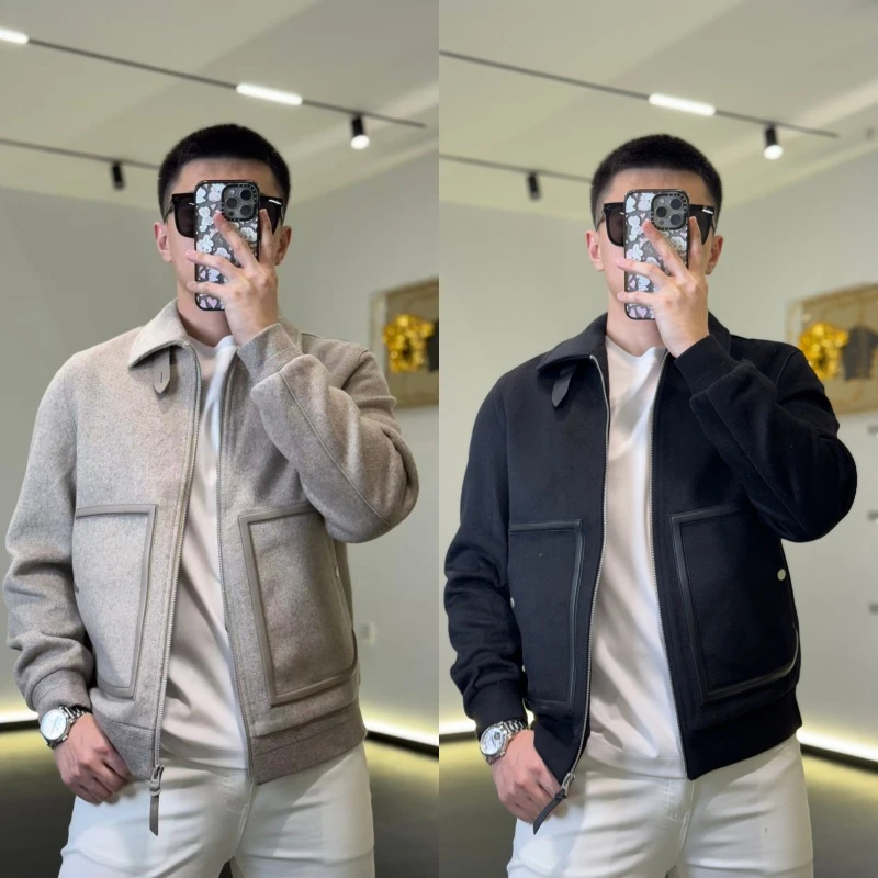 古帝特尼秋冬羊毛翻领潮款时尚百搭休闲男士长袖商务夹克JF-500