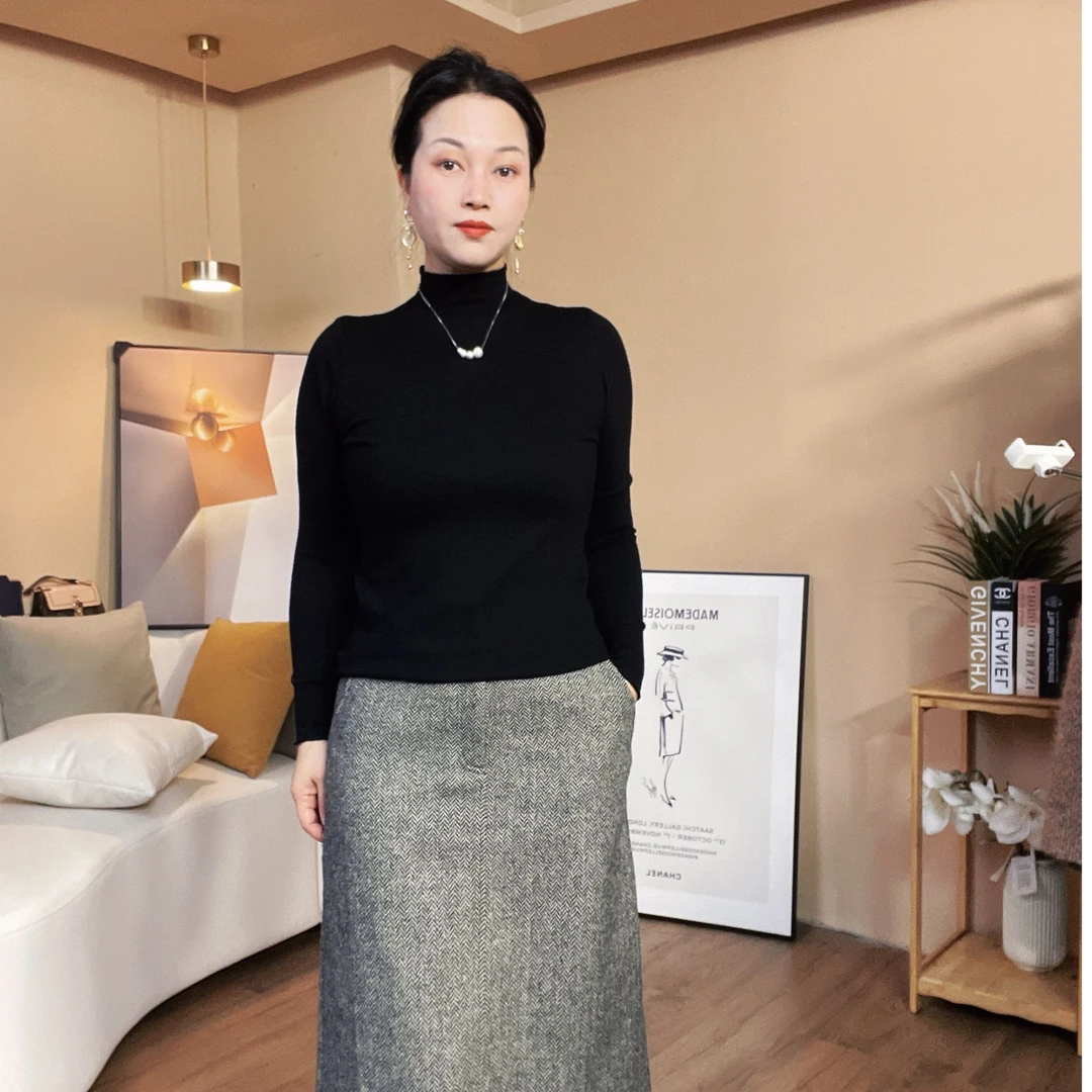 立领修身巨百搭上身显瘦高领净色毛衣秋冬套头针织衫