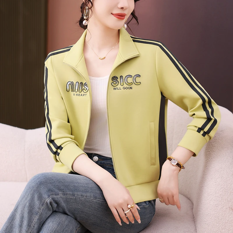 运动套装女春秋2025新款时尚洋气妈妈减龄显瘦宽松立领休闲两件套
