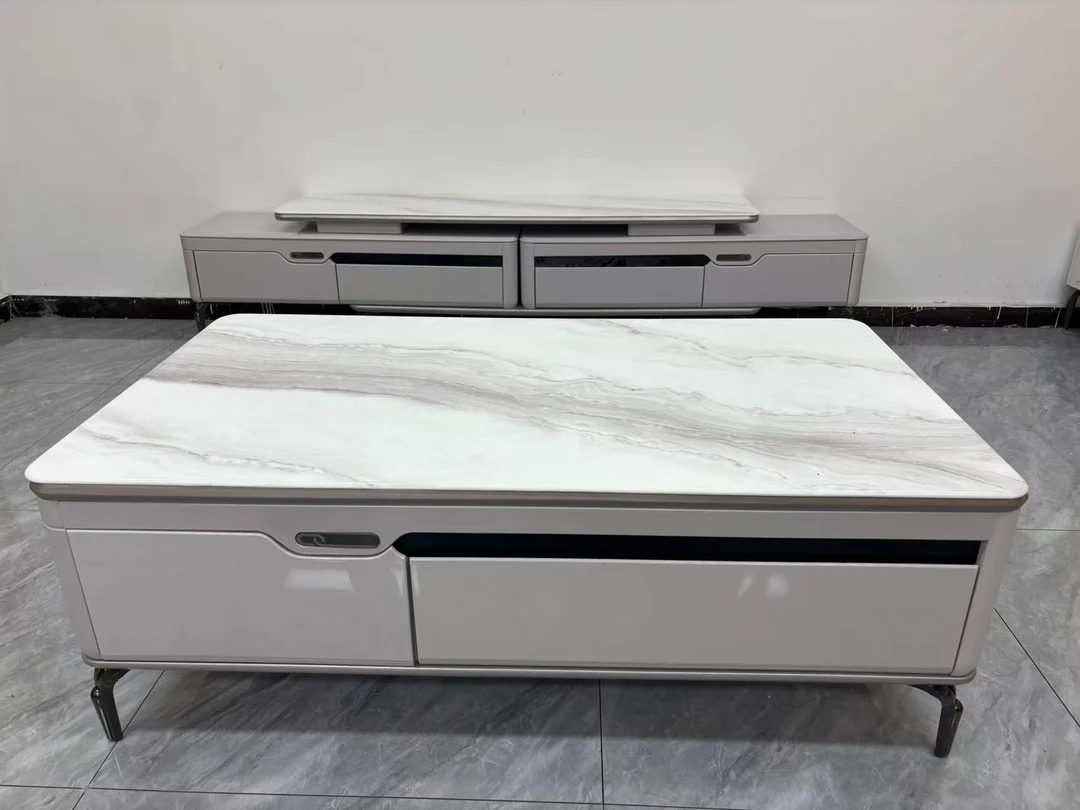 2茶几客厅家用简约现代轻奢2025新款微晶石茶几电视柜
