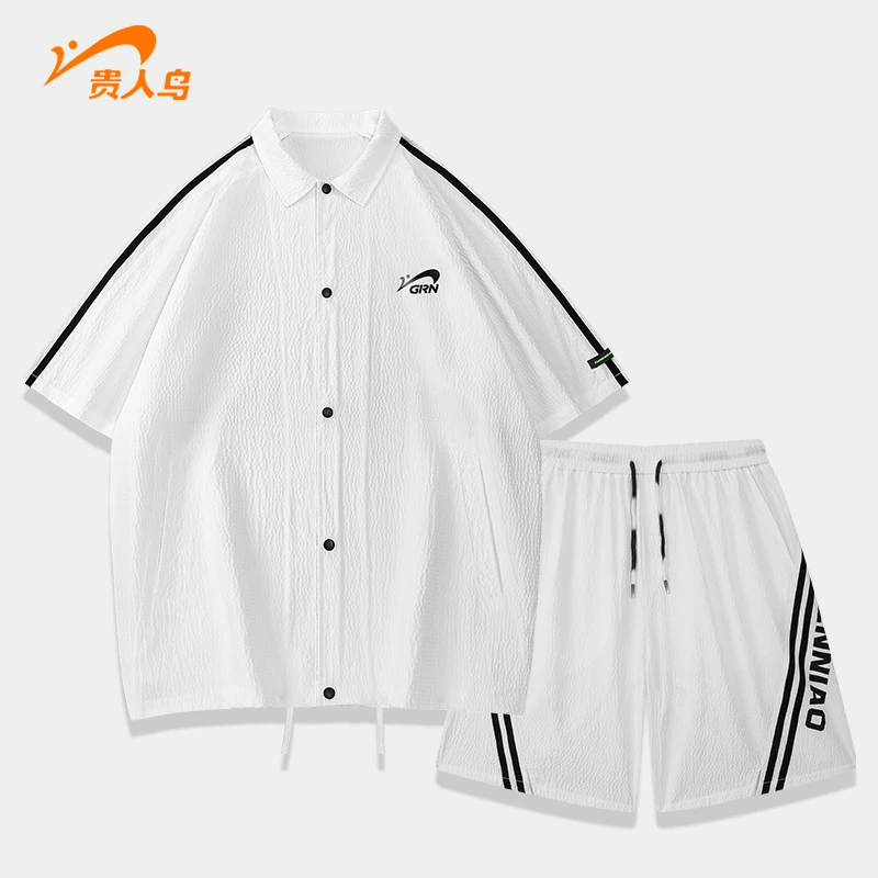 贵人鸟夏季清仓休闲套装时尚轻薄短袖短裤宽松男士运动韩版帅气