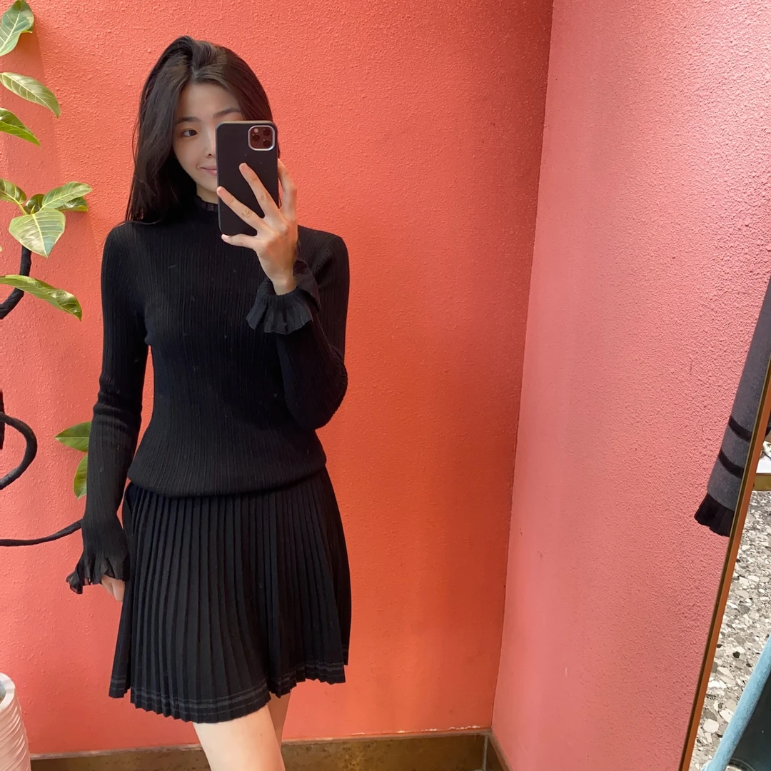 （默茗服装）高智感针织百褶裙