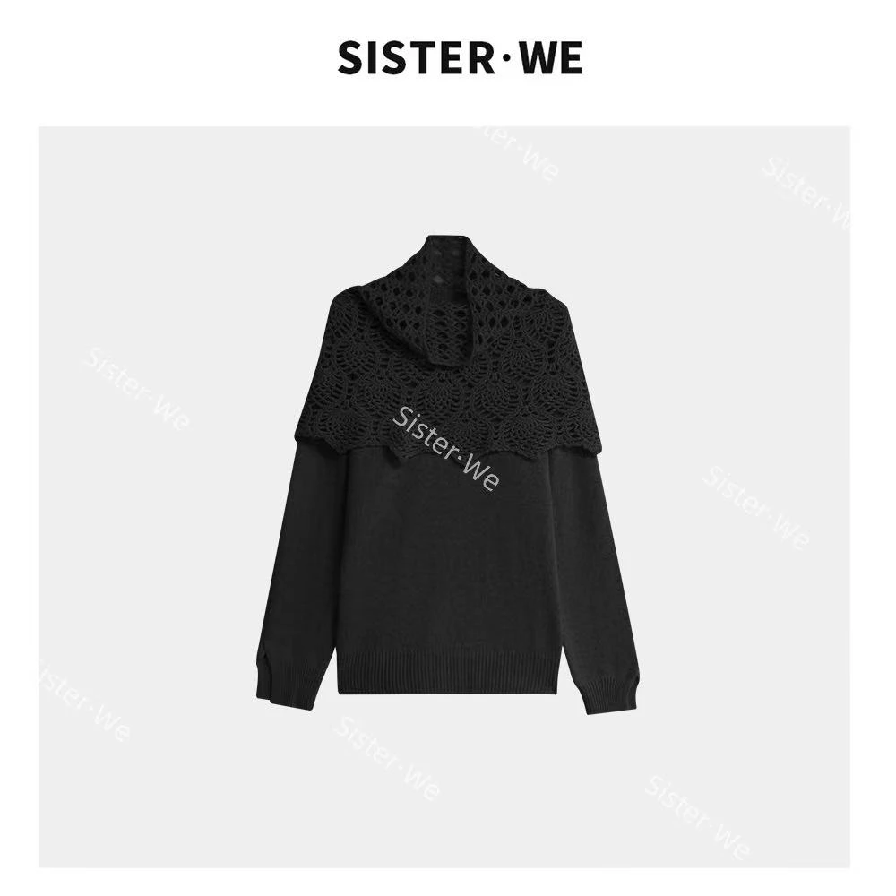 【no退no换】薇姐【金缕云织】Sister·We镂空圆领针织衫 带披肩88356