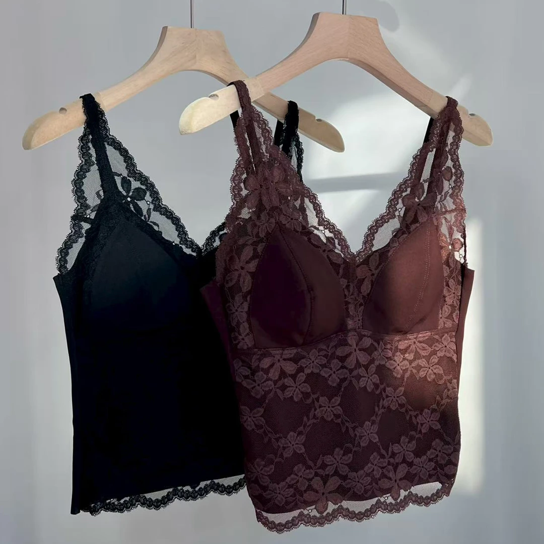 85DD3824蕾丝美背吊带背心女内搭秋季新款无袖性感打底上衣女士