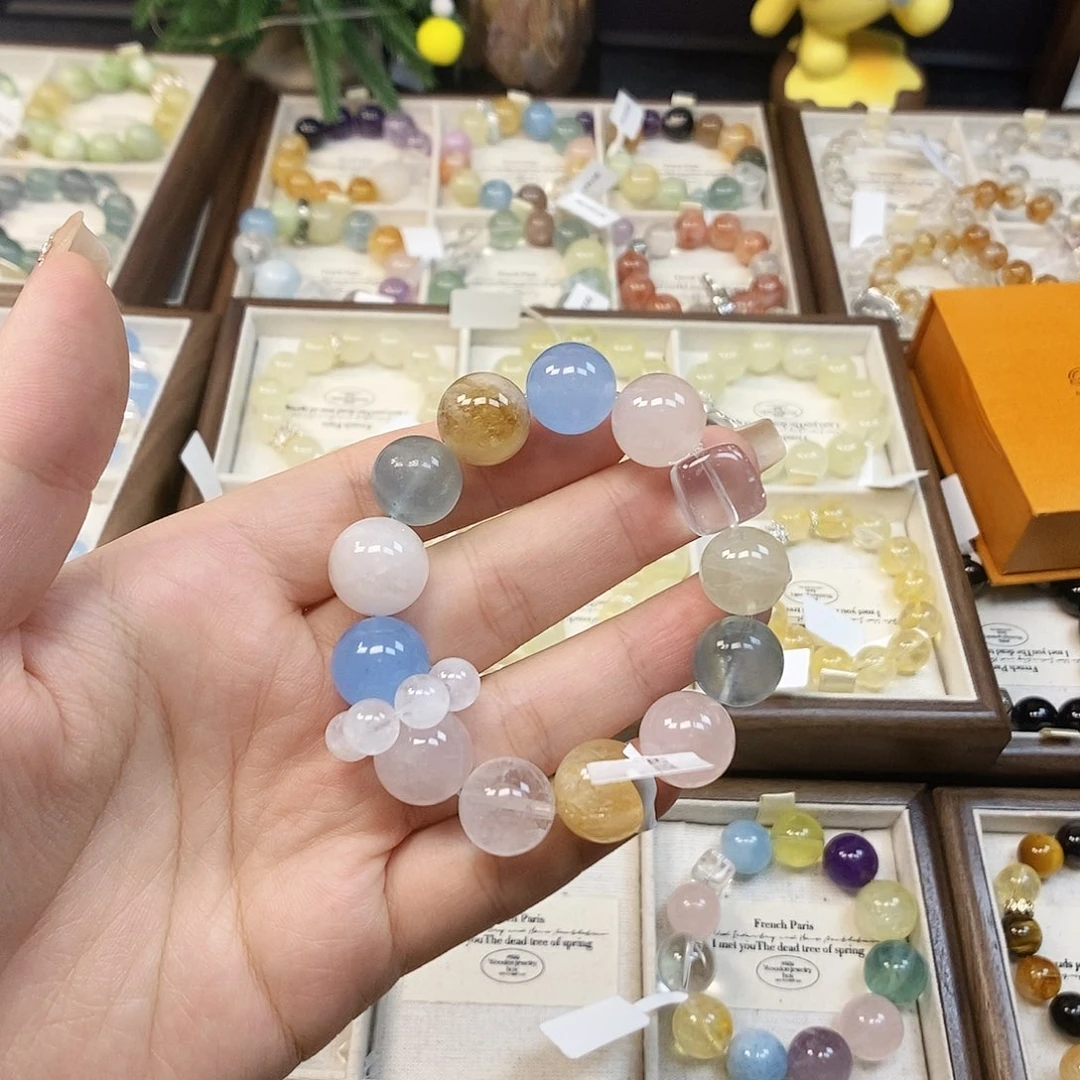 水晶手链合金多宝14m m