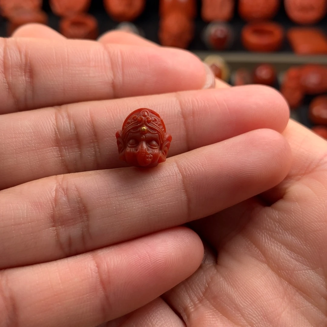 南红玛瑙精工雕刻象神11+未镶嵌
