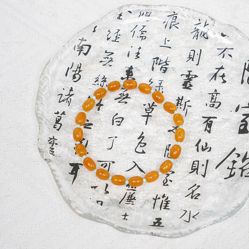 天然椭圆蜜蜡单圈手串QF-A245（多样性发一）