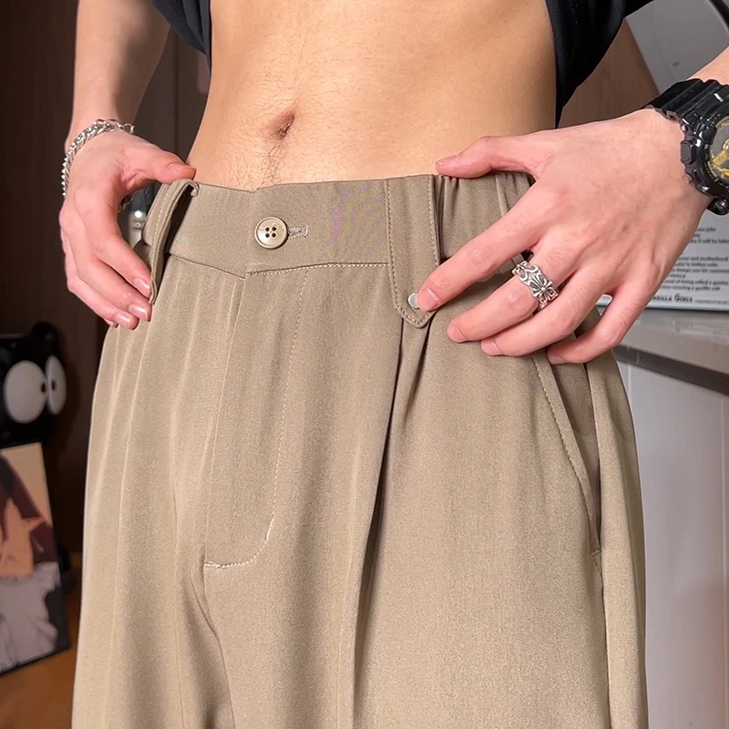 2025春抗皱冰丝宽松直筒休闲裤男不束缚垂顺感免烫西服长裤青年潮