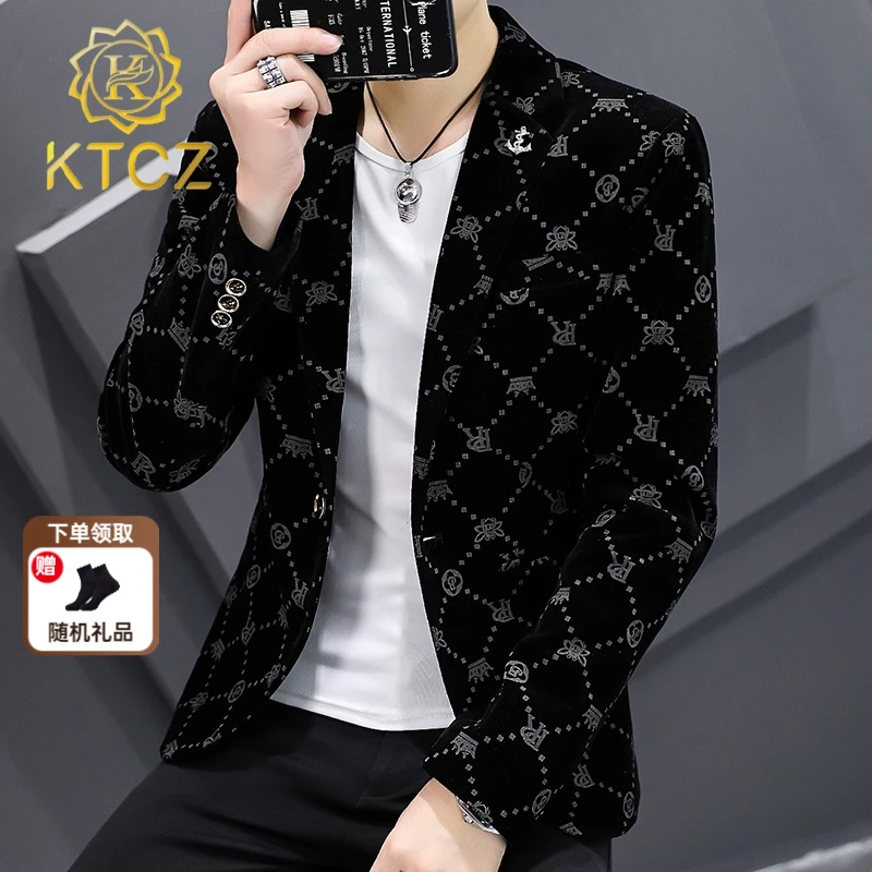 KTCZ休闲西装外套男2025潮流修身上衣服百搭单西服男士帅气春秋装