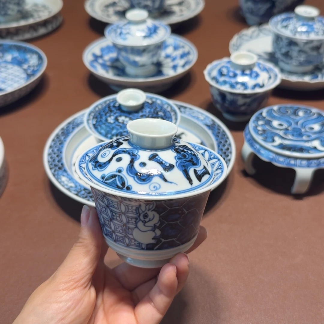 手工手绘茶具盖碗