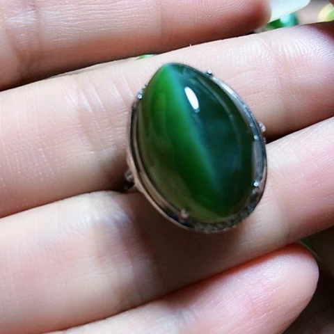 和田玉戒指银S925镶嵌