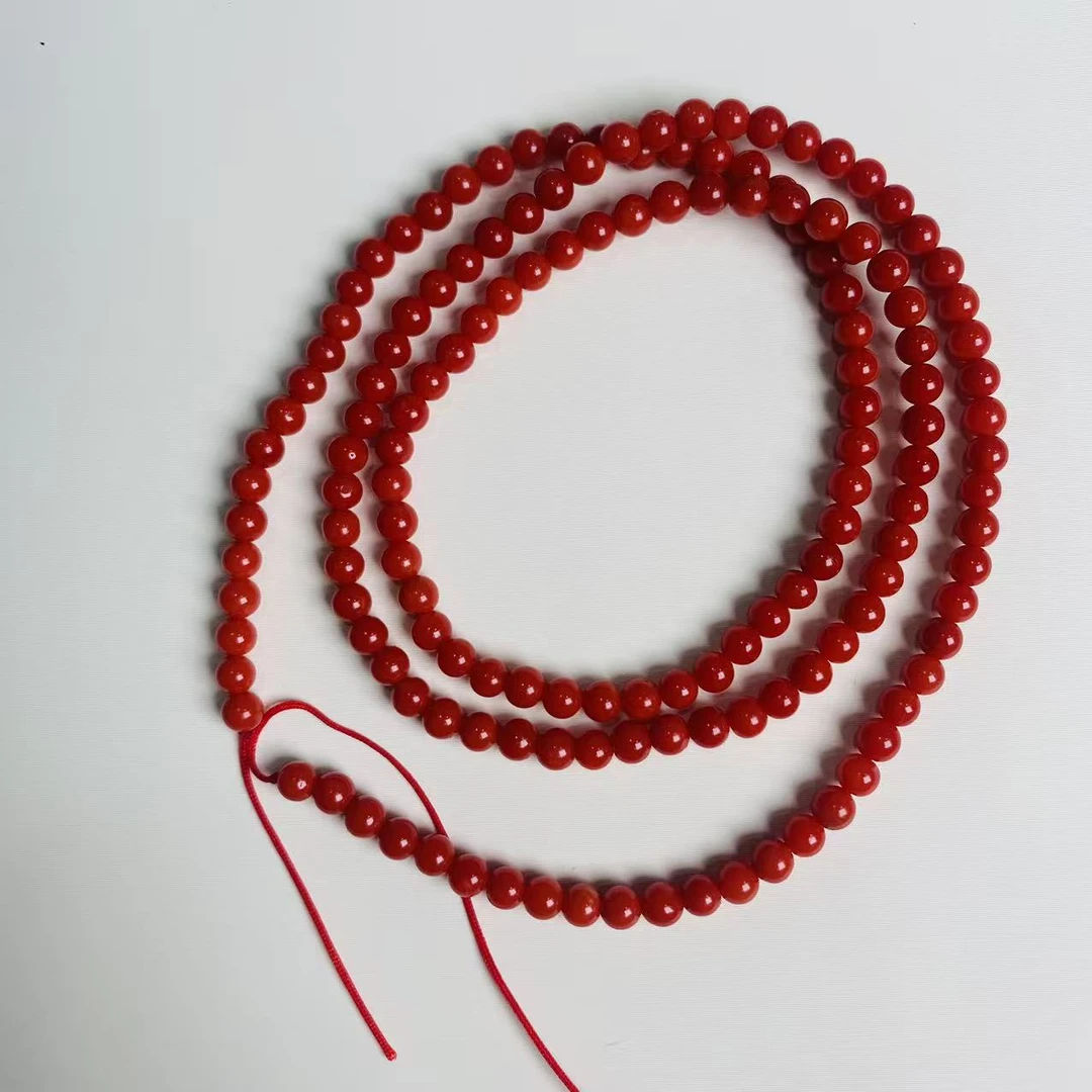 【直播】多圈红珊瑚手串 圆珠4mm左右手饰 珊瑚手链（多样性发）