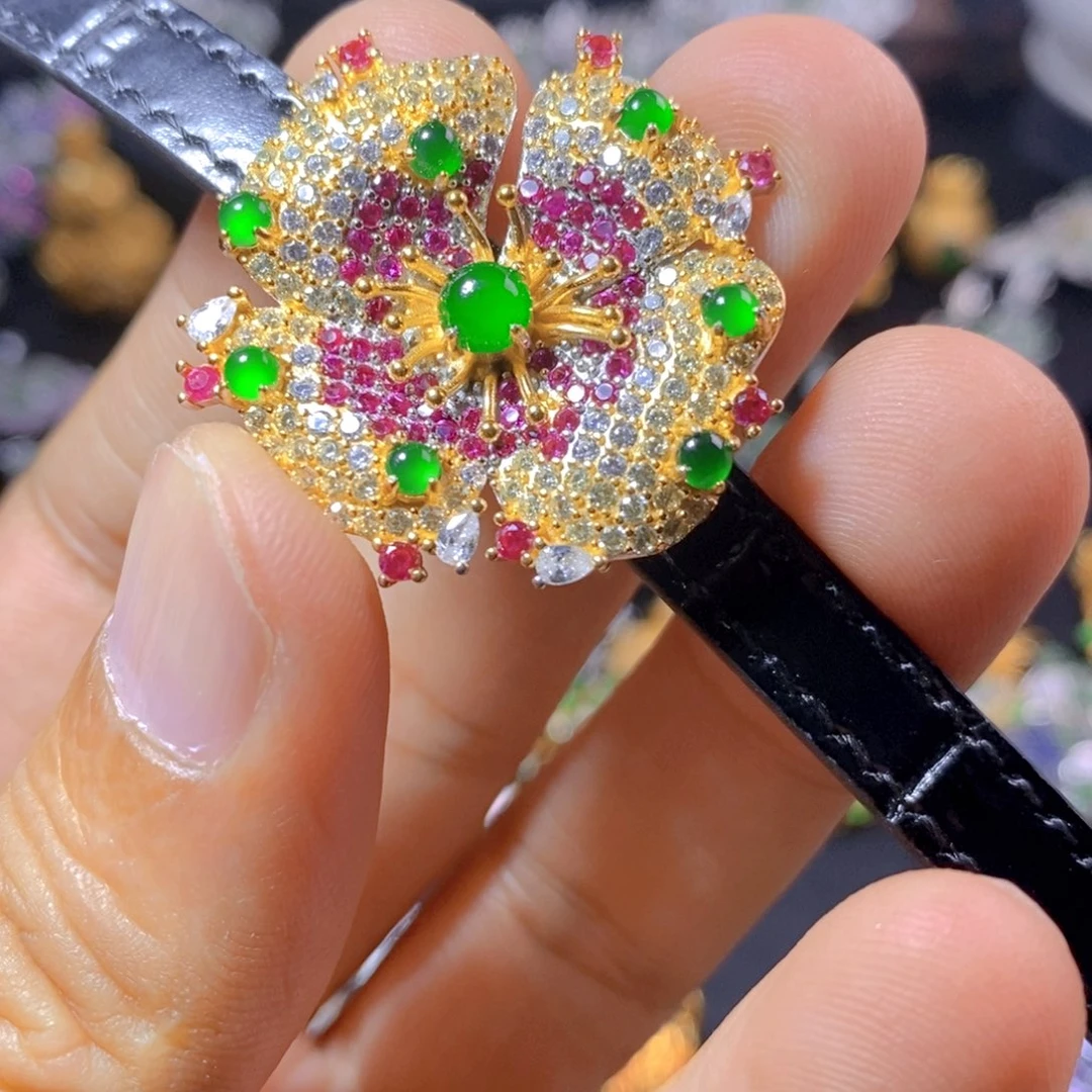 翡翠银S925镶嵌颈饰天然翡翠