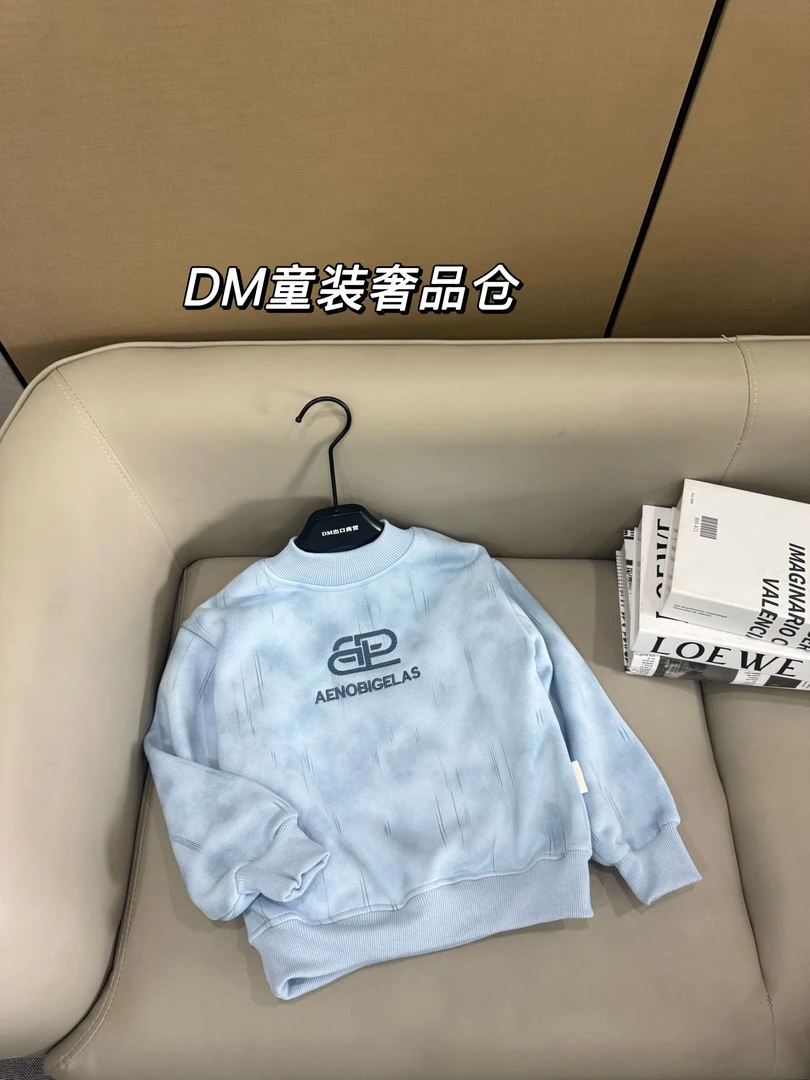 【B家限定】潮牌刺绣男童中领加绒保暖卫衣