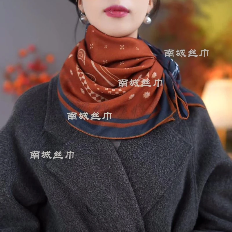 【四格腰果】2025新款经典时尚百搭丝绒保暖手感88尺寸围巾加厚