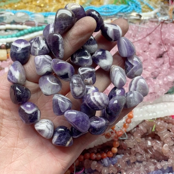 玛瑙/玉髓合金珠宝半成品一条紫水晶手串