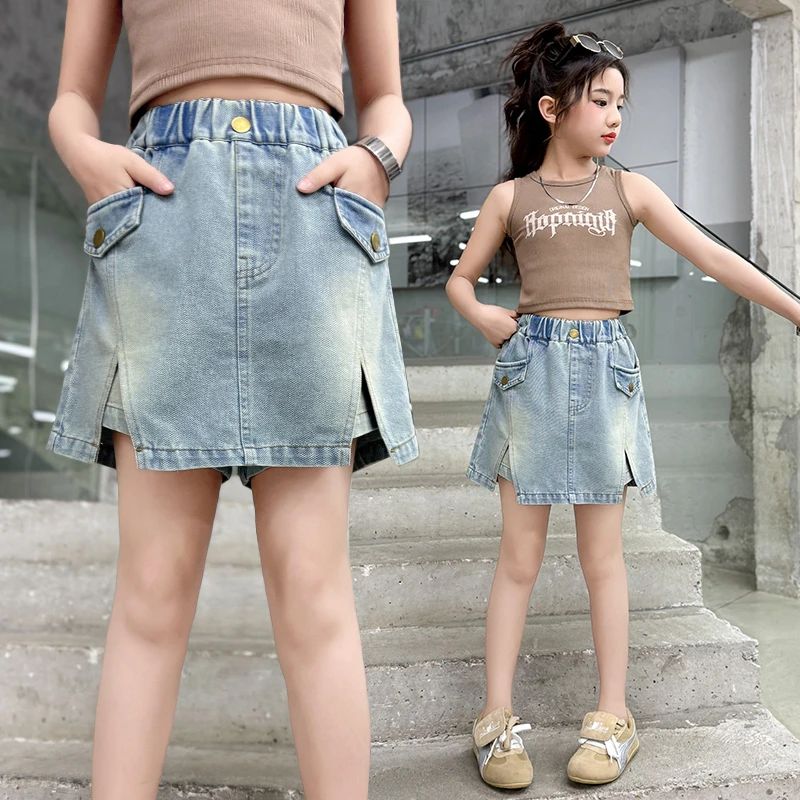 女童牛仔裙裤夏季新款洋气儿童裤子夏天薄款半身裙中大童百搭短裤