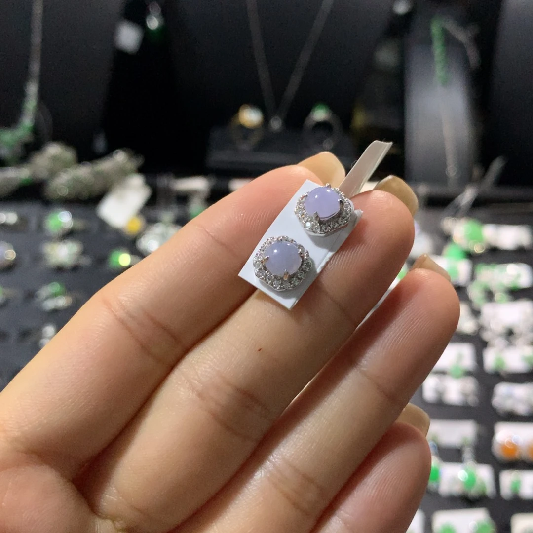 翡翠银S925镶嵌耳饰