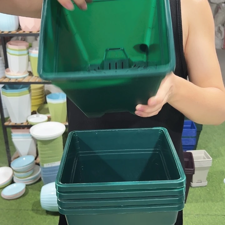 正品方形口20高22墨绿带托5只