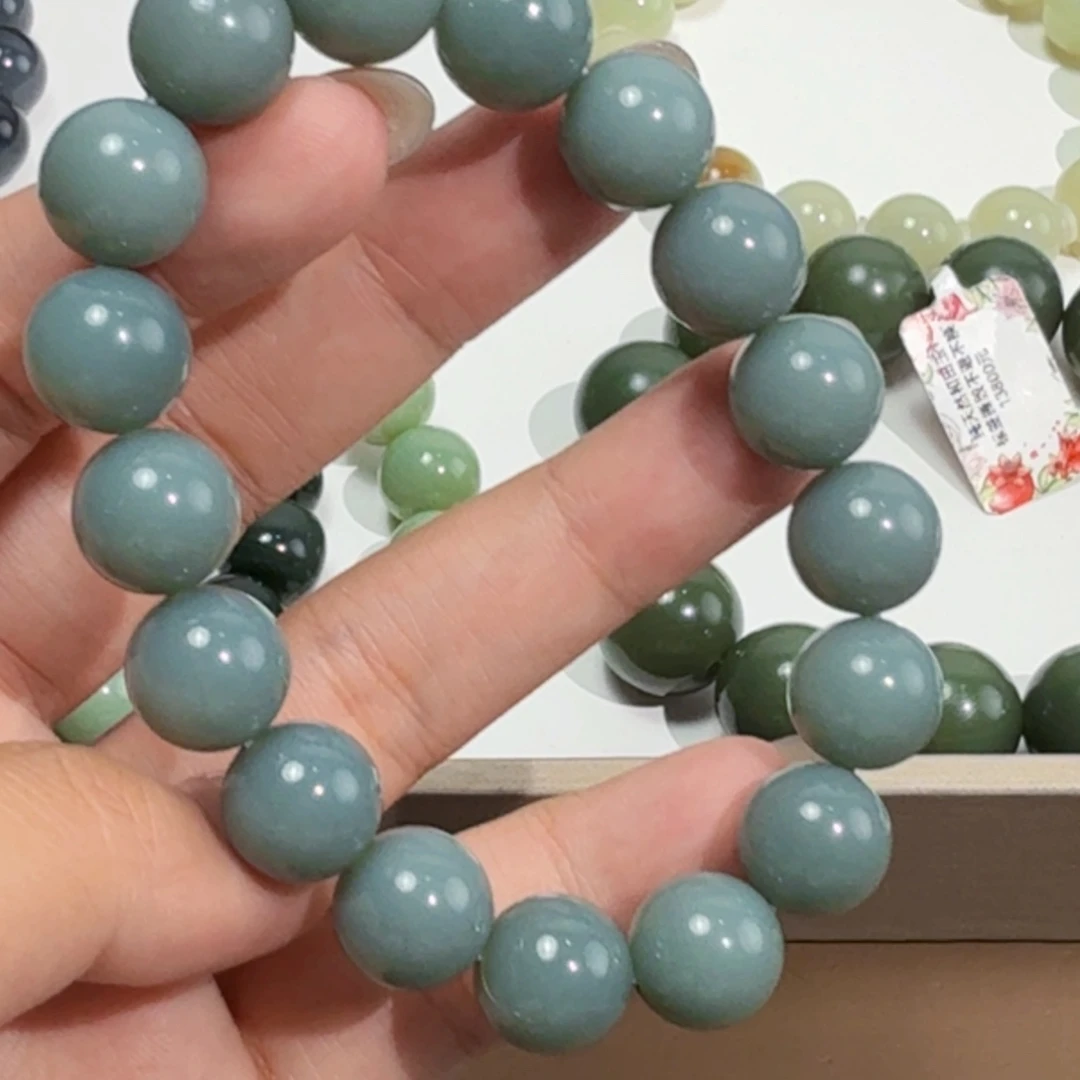 未镶嵌手链和田玉俄 12 特细 瓷蓝