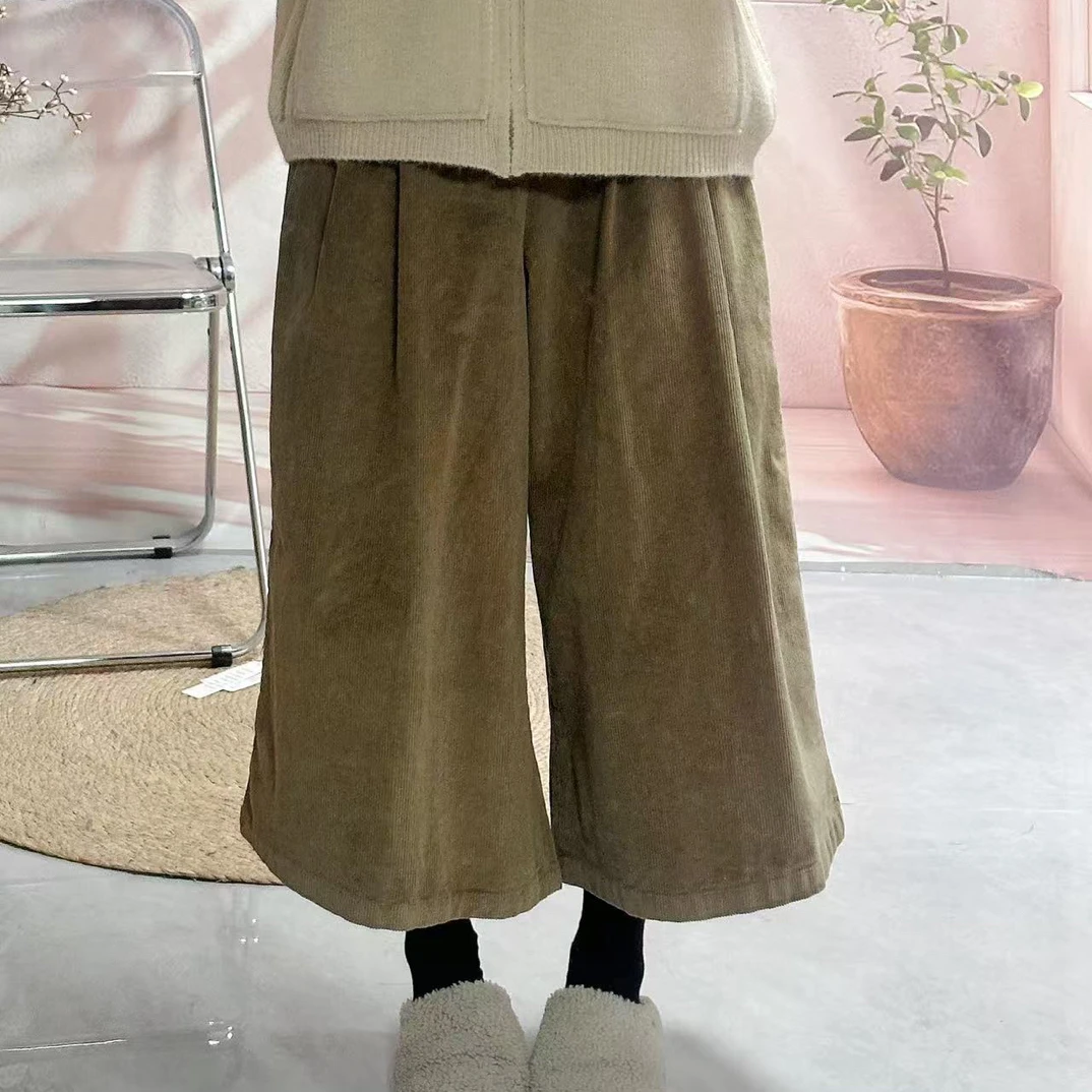 日系 椿涧同款复古灯芯绒阔腿裤