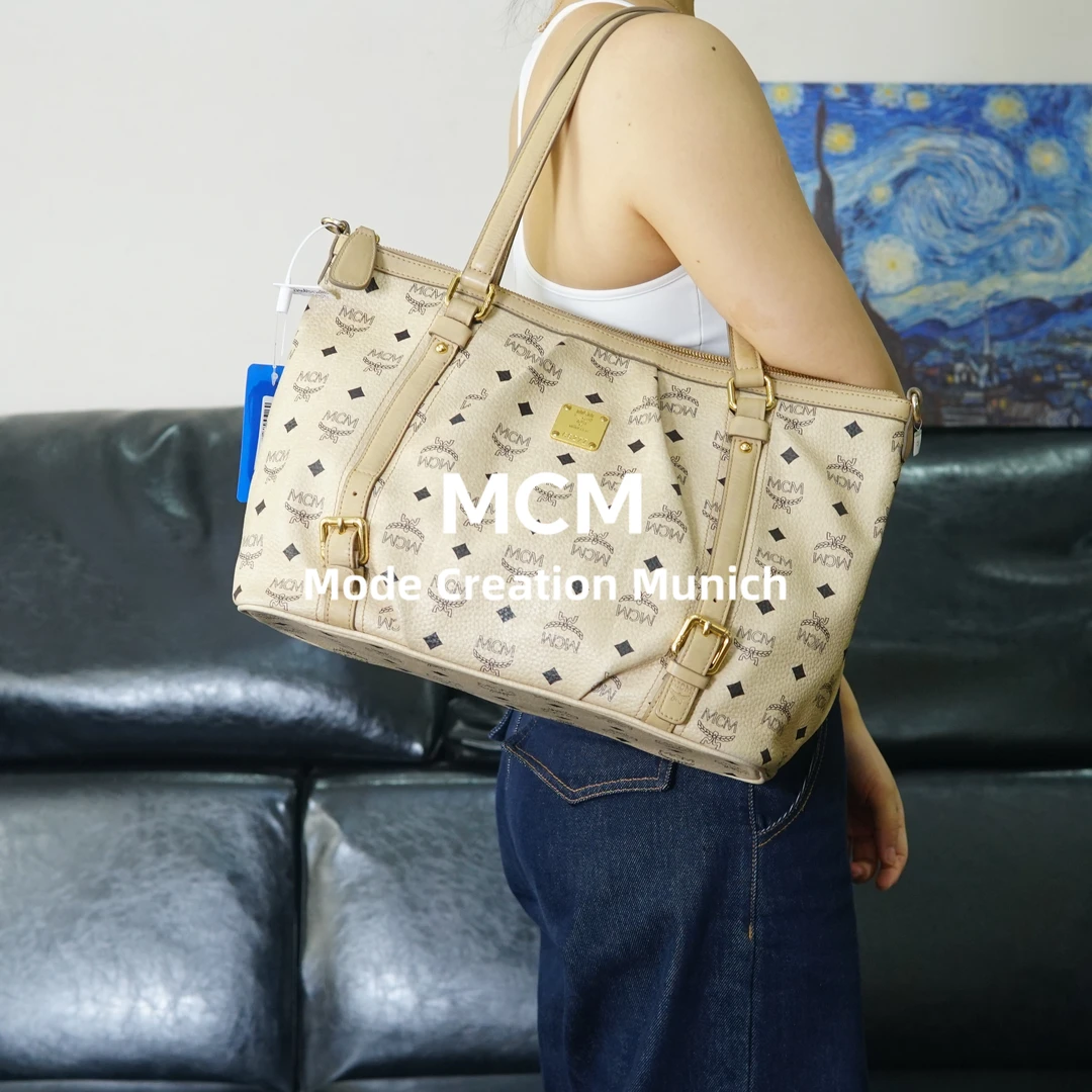 95新 MCM 米色派拉蒙单肩包/ZH06509076/9076