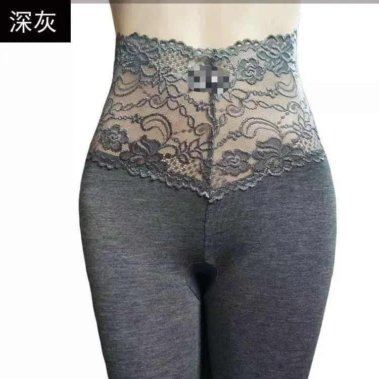 莫代尔打底裤女可外穿春秋款薄款保暖裤弹力蕾丝花边莫代尔秋裤女