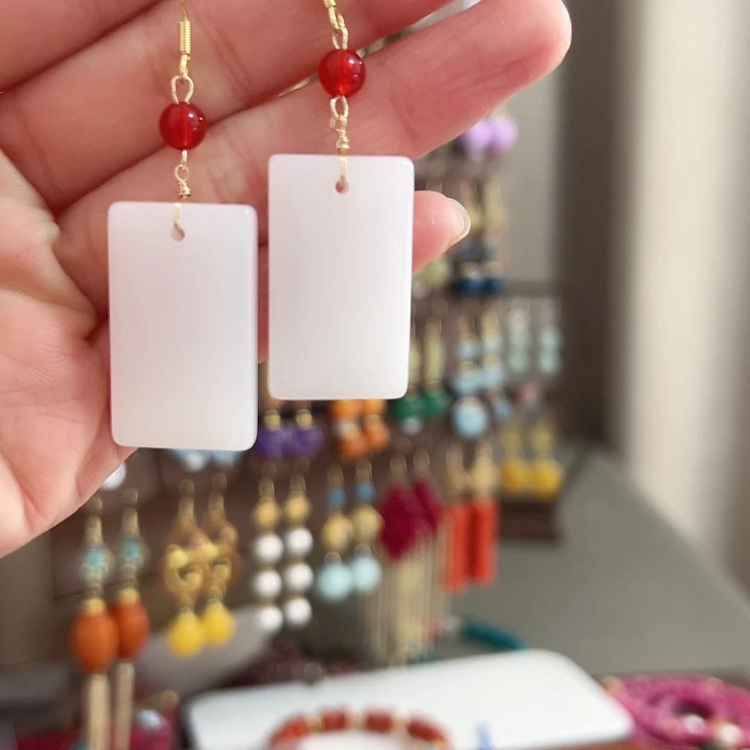 未镶嵌翡翠耳饰古风