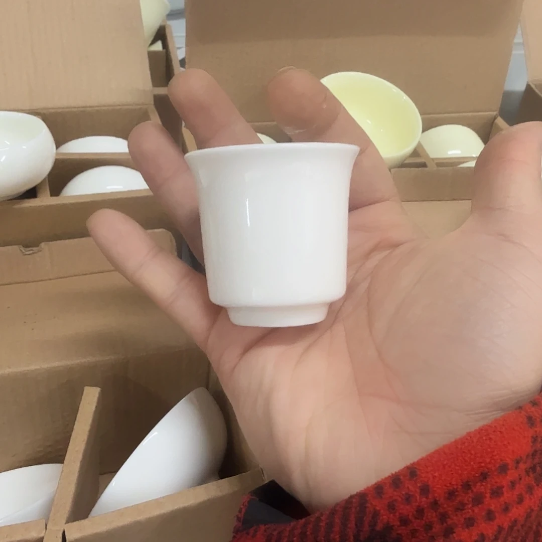 杯子陶白铃铛杯6个组合