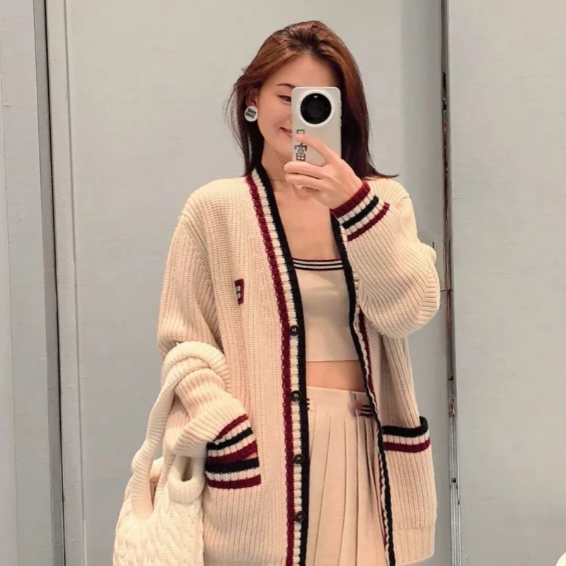 KUNGE-撞色条纹厚款开衫小香风春秋时尚女装秋季毛衣保暖-003