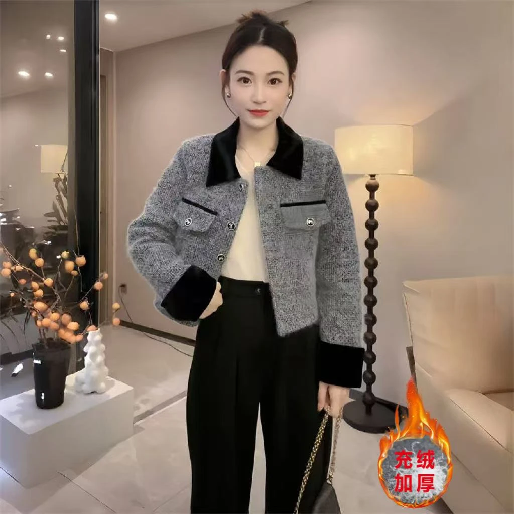 【现货+运费险】充绒内胆秋冬时尚轻奢高级感小香风遮肉修身RO392