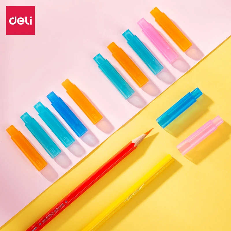 Deli/得力可爱透明铅笔套小学生儿童铅笔笔帽握笔套幼儿园铅笔帽