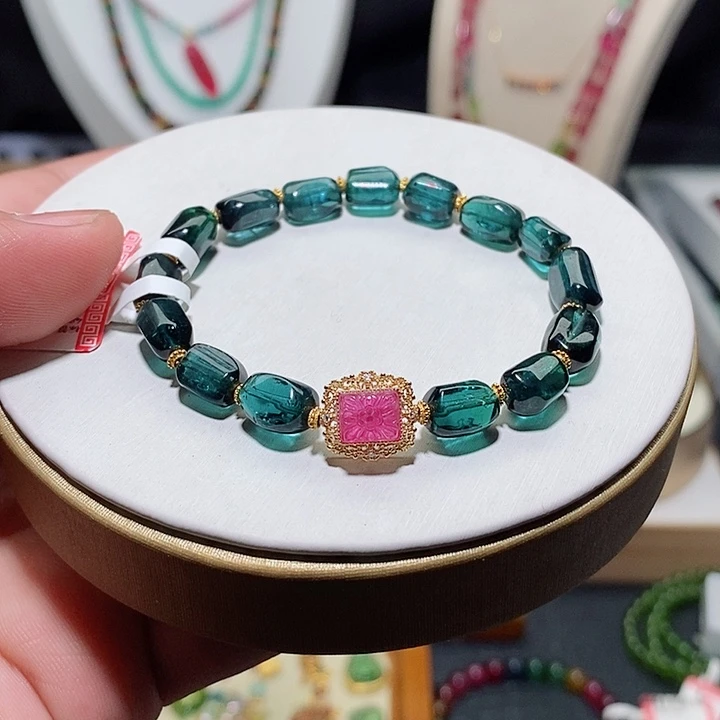 碧玺手链18K金镶嵌碧玺手链