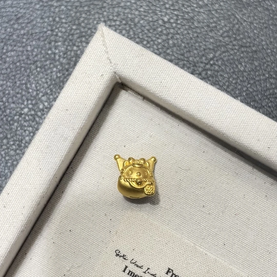 足金999达摩库洛米黄金转运珠萌趣可爱送女友送闺蜜