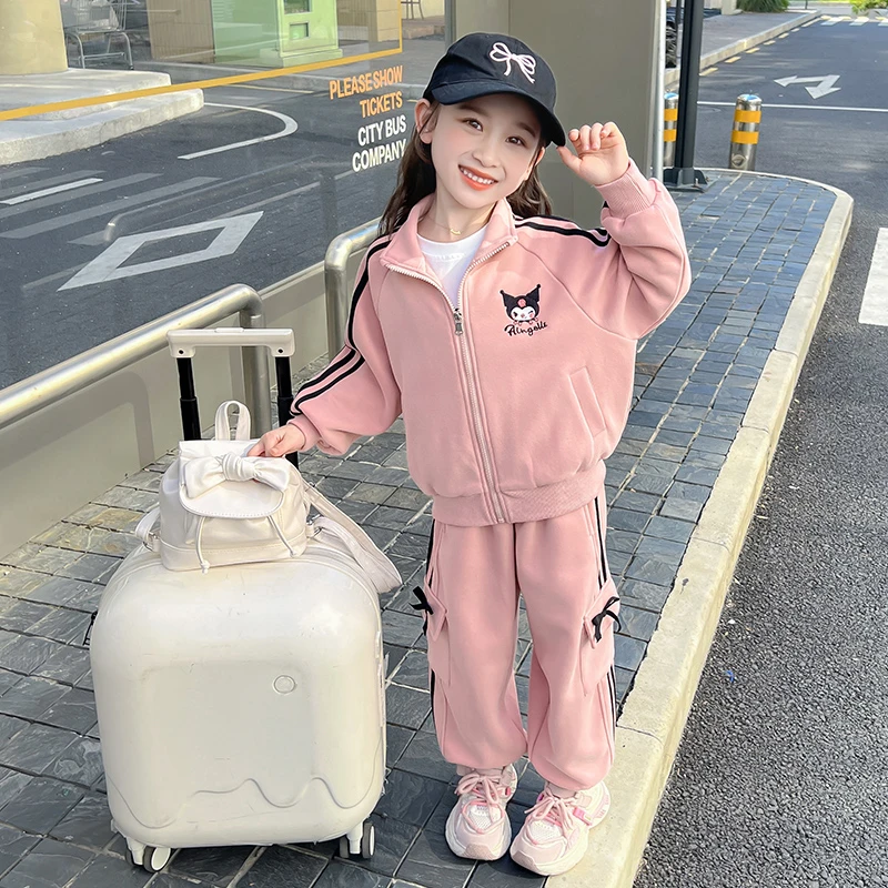 女童春秋运动套装女宝宝2025新款卡通洋气卫衣两件套儿童休闲套装